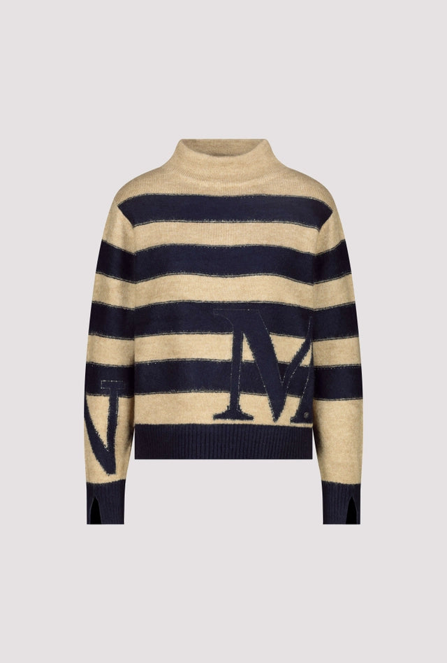 Jersey MONARI de rayas azul con letra