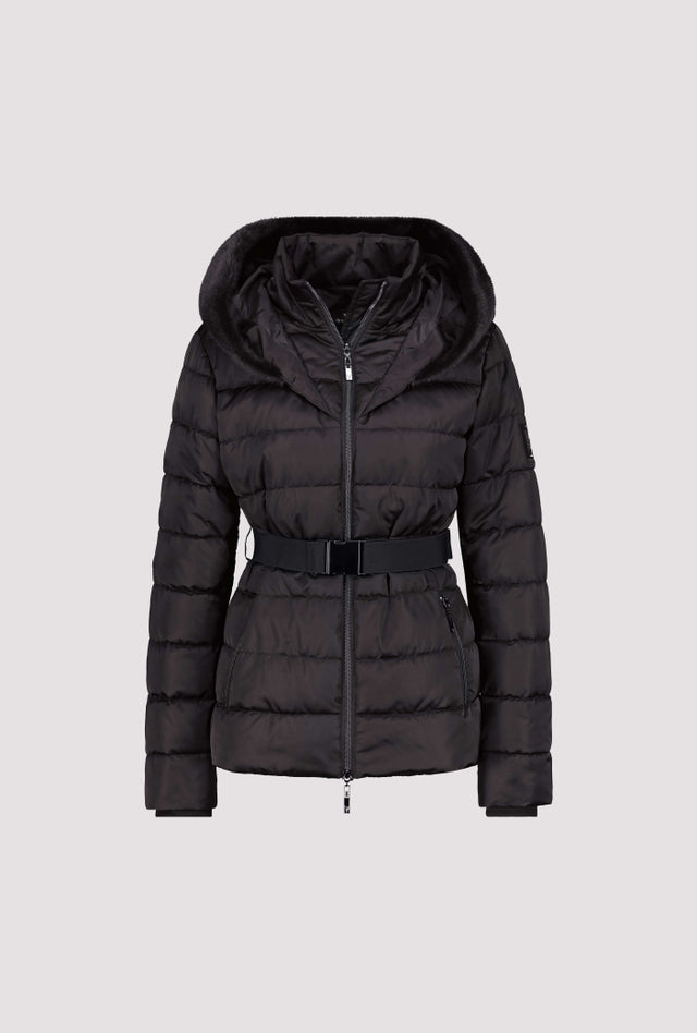 Chaqueta MONARI negra acolchada con cinturón