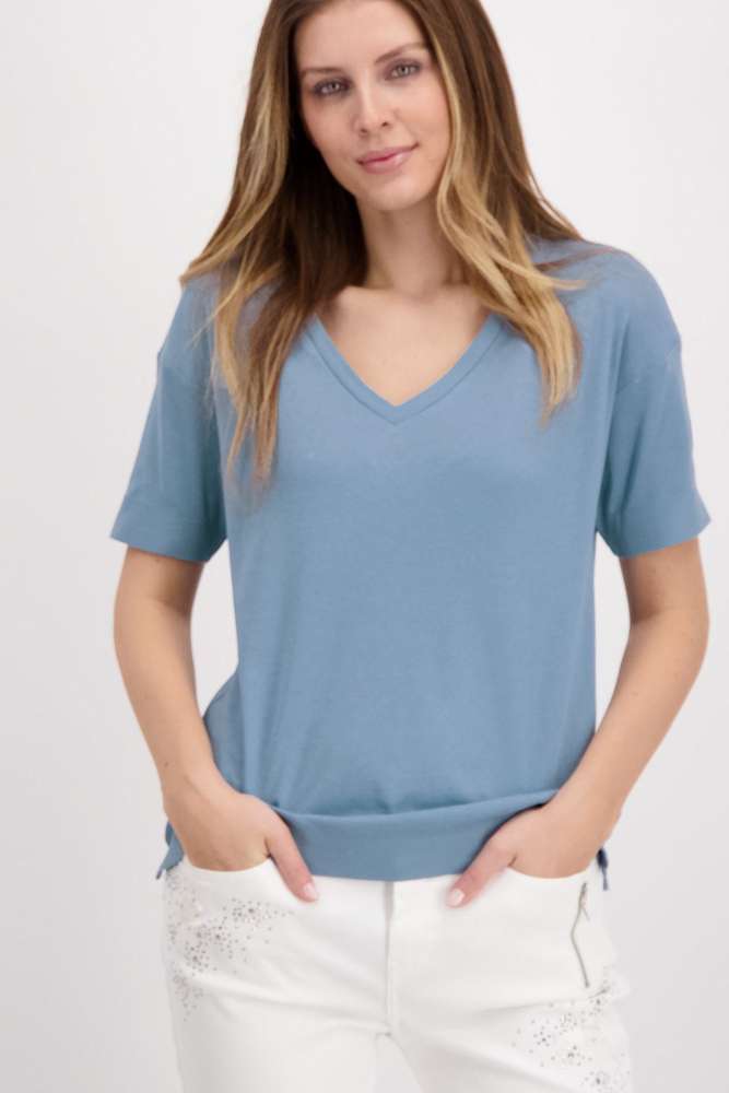 Camiseta MONARI punto ligero con cuello pico