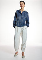 Chaqueta ALBA CONDE azul con pespuntes