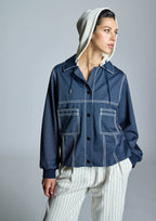 Chaqueta ALBA CONDE azul con pespuntes