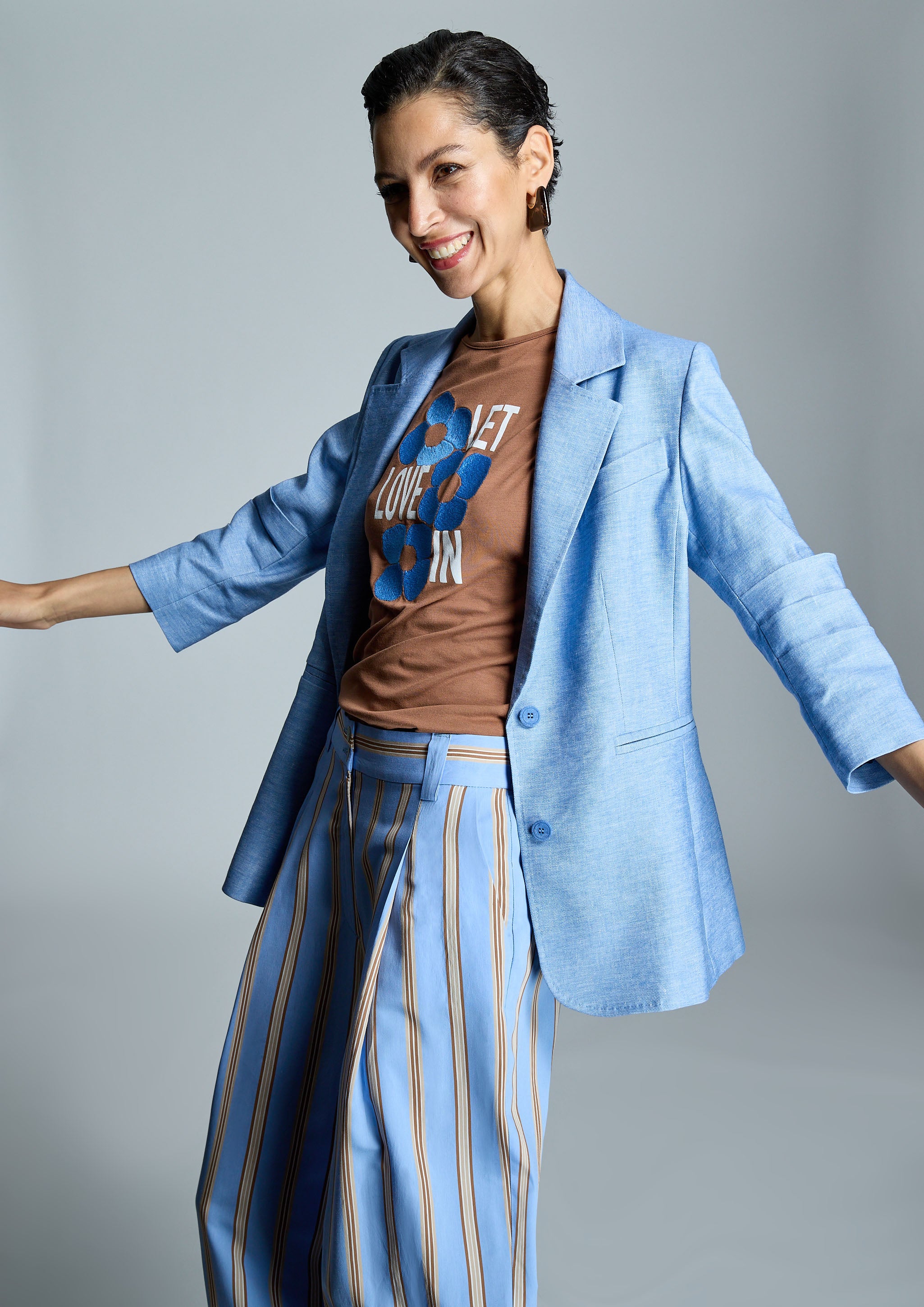 Chaqueta ALBA CONDE azul de lino