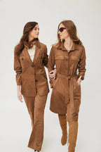 Vestido OKY antelina color tabaco