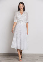 Blusa ALBA CONDE blanca con topitos negros