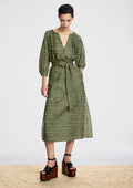Vestido ALBA CONDE midi color kaki bordado letras