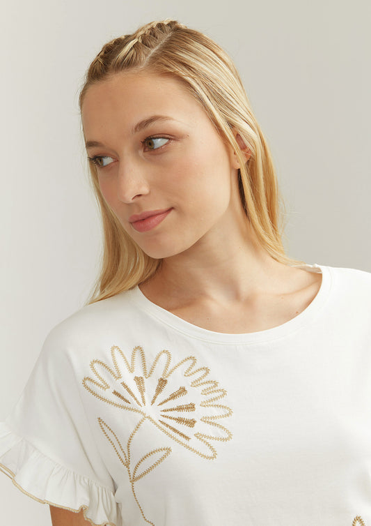 Camiseta bordado flores