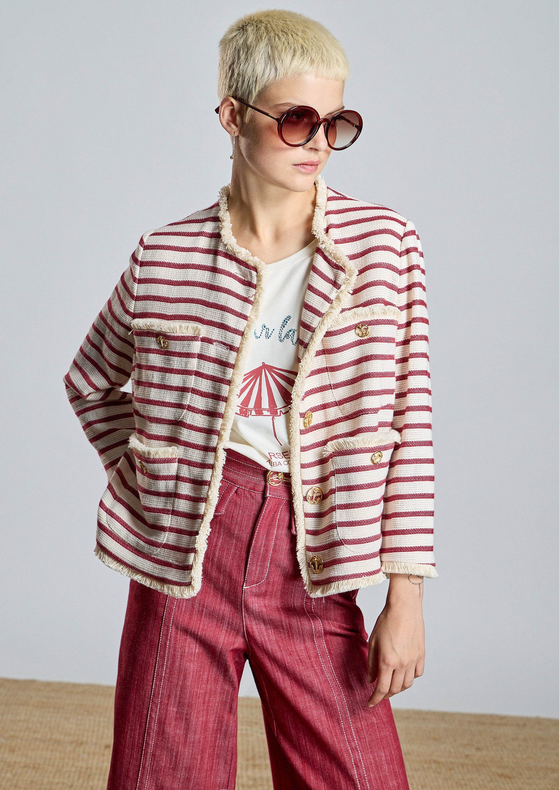 Chaqueta ALBA CONDE cruda con rayas