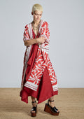 Kimono ALBA CONDE estampado étnico rojo