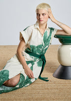 Vestido ALBA CONDE camisero estampado verde floral