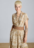 Vestido ALBA CONDE bordado color camel