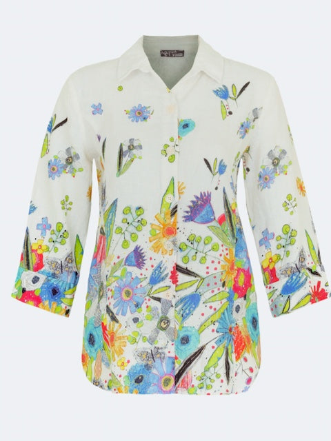 Blusa DOLCEZZA MONTREAL lino estampado en ramo