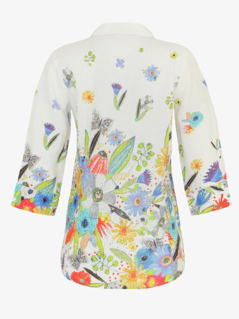 Blusa DOLCEZZA MONTREAL lino estampado en ramo