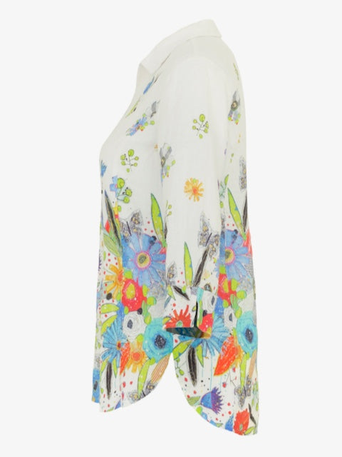 Blusa DOLCEZZA MONTREAL lino estampado en ramo