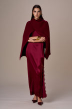 Poncho NO SECRETS de punto burdeos