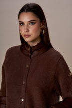 Chaquetón NO SECRETS con flecos marrón