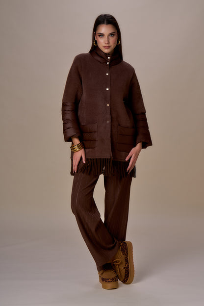 Chaquetón NO SECRETS con flecos marrón