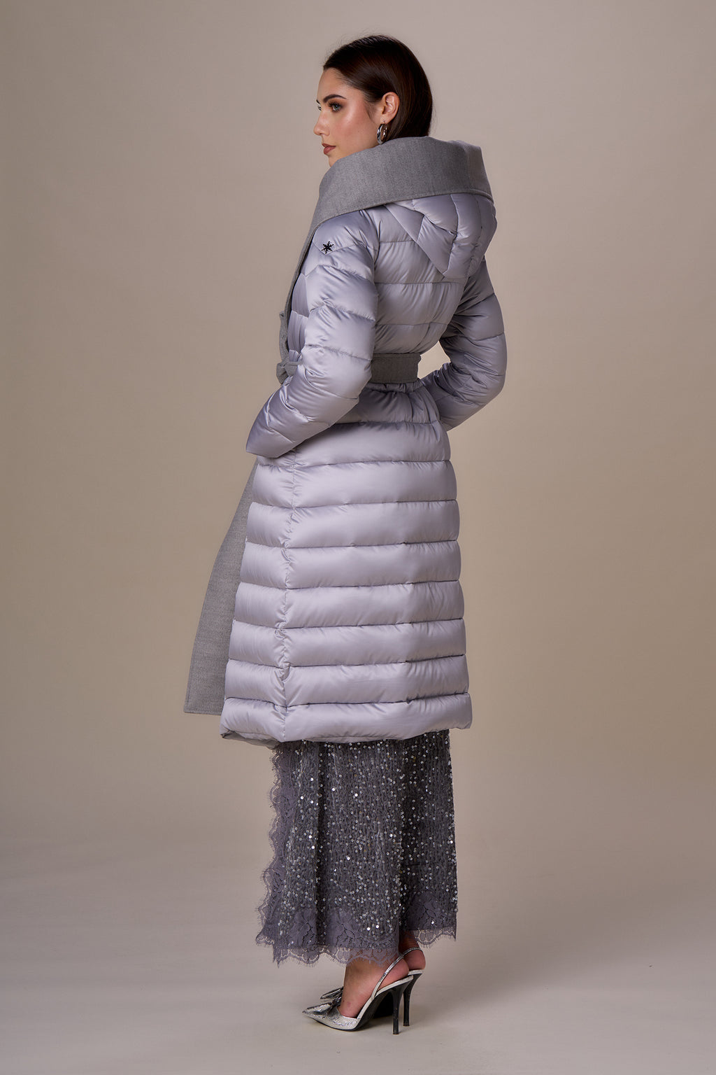 Parka NO SECRETS largo gris plata