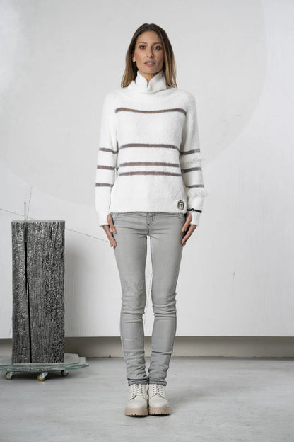 Jersey ELISA CAVALETTI con efecto pelo blanco