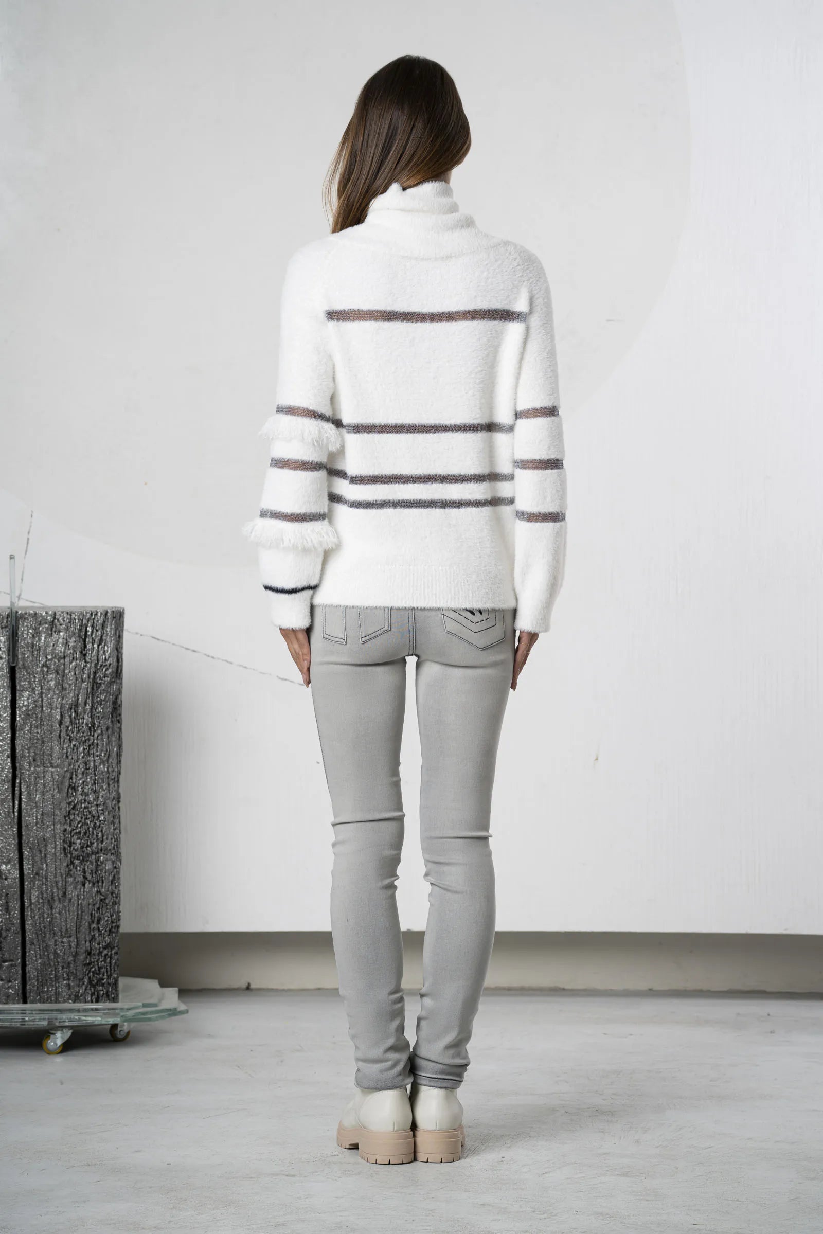 Jersey ELISA CAVALETTI con efecto pelo blanco