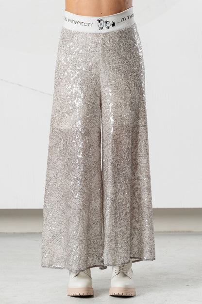 Pantalón ELISA CAVALETTI de lentejuelas plateado