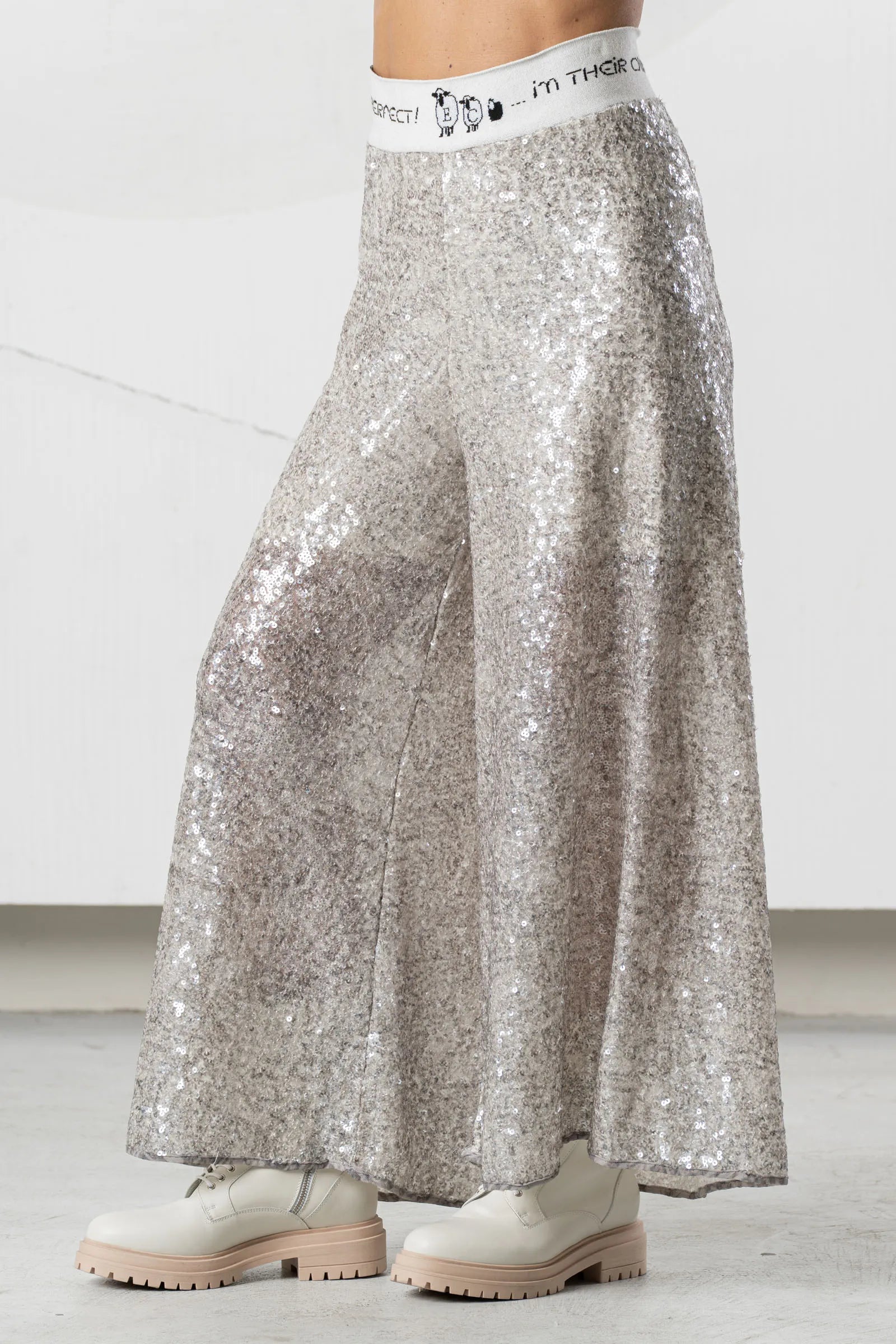 Pantalón ELISA CAVALETTI de lentejuelas plateado