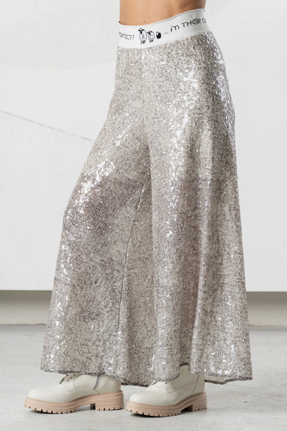 Pantalón ELISA CAVALETTI de lentejuelas plateado