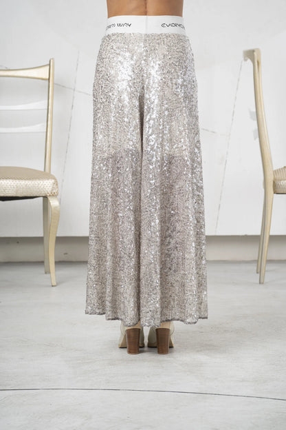 Pantalón ELISA CAVALETTI de lentejuelas plateado
