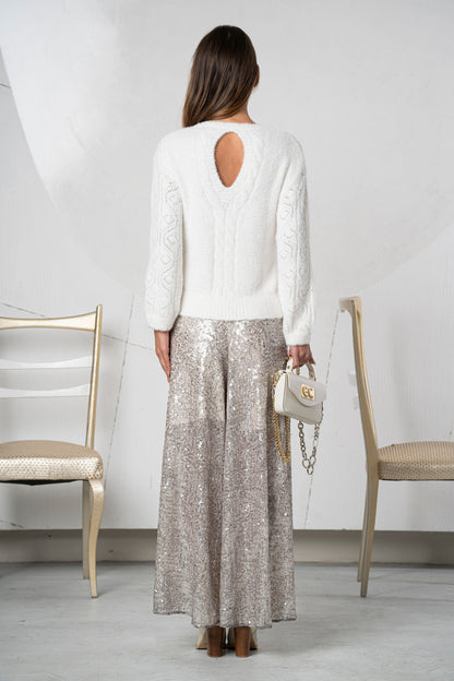 Pantalón ELISA CAVALETTI de lentejuelas plateado