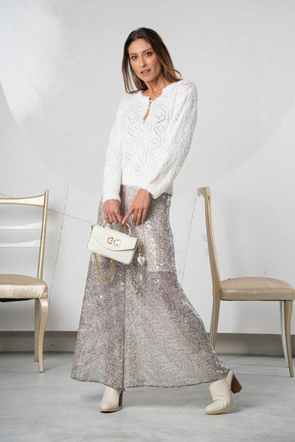 Pantalón ELISA CAVALETTI de lentejuelas plateado