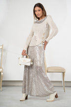 Pantalón ELISA CAVALETTI de lentejuelas plateado