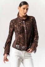 Camisa ELISA CAVALETTI de encaje marrón chocolate
