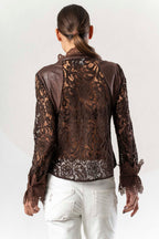 Camisa ELISA CAVALETTI de encaje marrón chocolate
