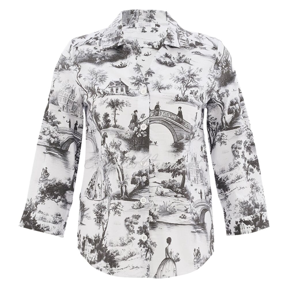 Camisa DOLCEZZA MONTREAL estampada en blanco y negro