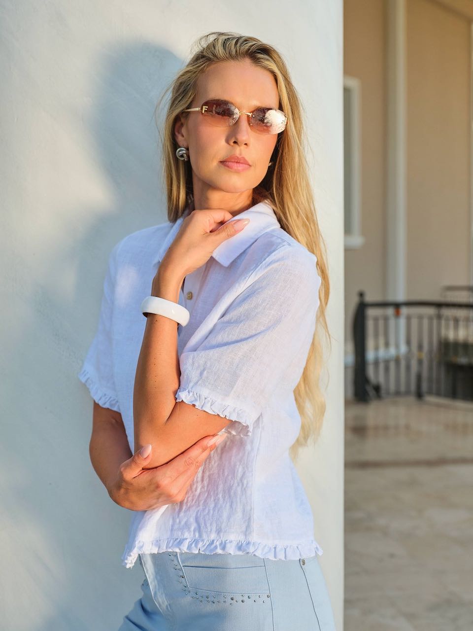 Camisa DOLCEZZA MONTREAL lino volantes