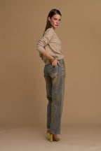 Pantalón NO SECRETS denim desgastado dorado