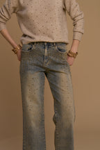 Pantalón NO SECRETS denim desgastado dorado