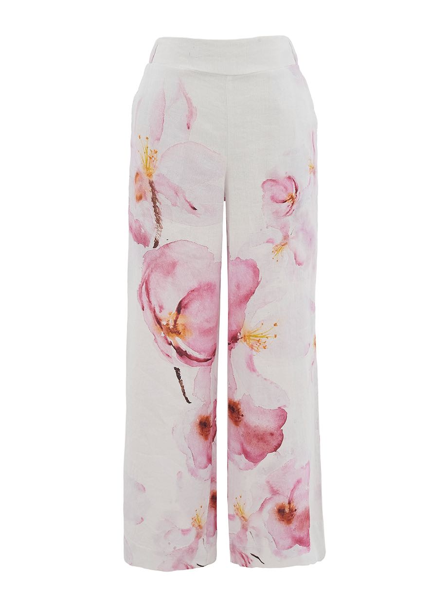 Pantalón DOLCEZZA MONTREAL lino estampado floral rosa