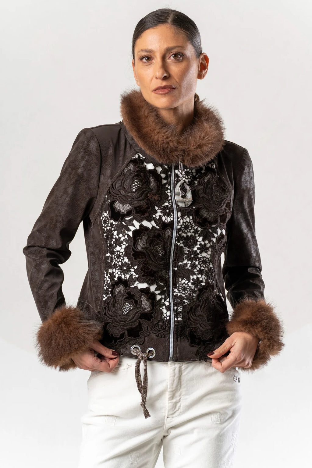 Chaqueta ELISA CAVALETTI con cuello de pelo