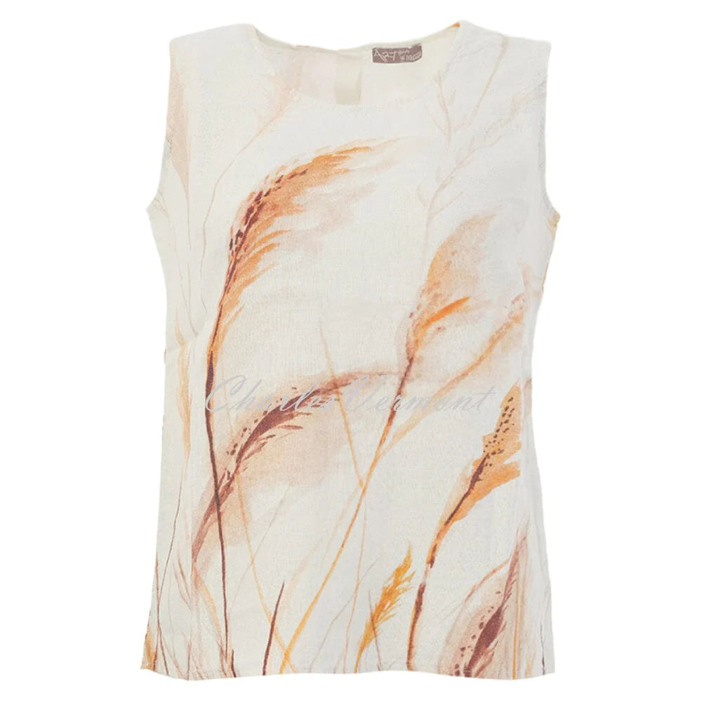 Top DOLCEZZA MONTREAL lino blanco y beige