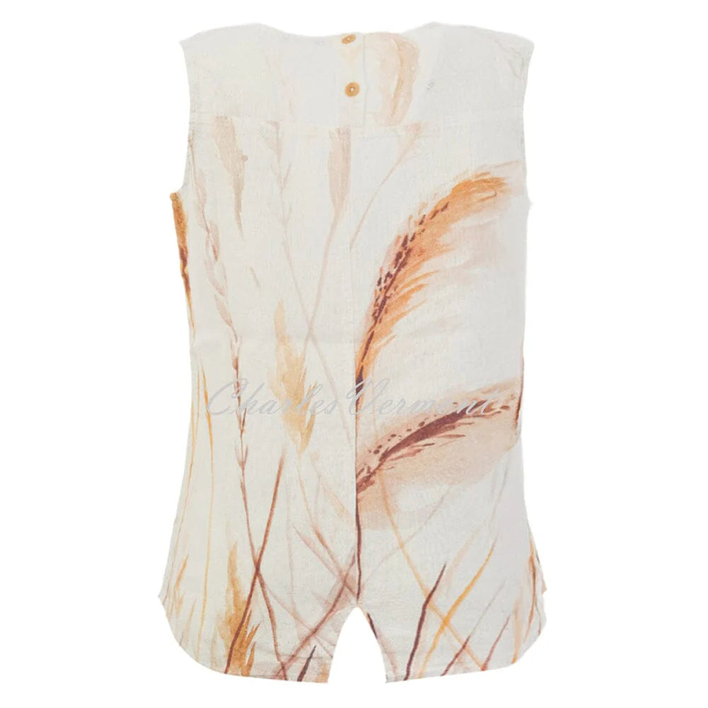 Top DOLCEZZA MONTREAL lino blanco y beige