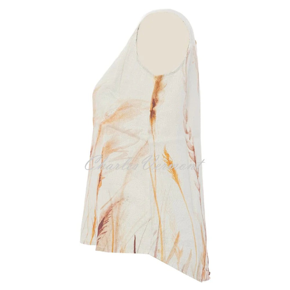 Top DOLCEZZA MONTREAL lino blanco y beige