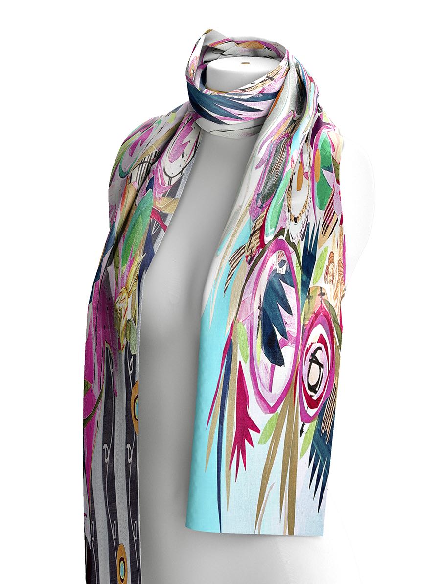 Pañuelo DOLCEZZA MONTREAL estampado azul turquesa