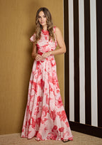 Falda ALBA CONDE estampada en tonos rojos