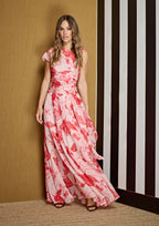 Falda ALBA CONDE estampada en tonos rojos