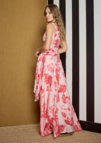 Falda ALBA CONDE estampada en tonos rojos