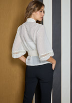 Blusa ALBA CONDE blanca estructura vichy