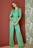 Blusa ALBA CONDE detalle lazo en color verde