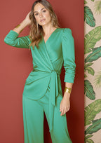 Blusa ALBA CONDE detalle lazo en color verde