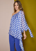 Blusa ALBA CONDE de gasa estampado cuadros