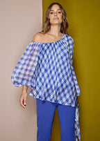 Blusa ALBA CONDE de gasa estampado cuadros
